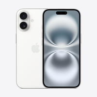 White smartphone with dual rear cameras, Apple logo, and front display