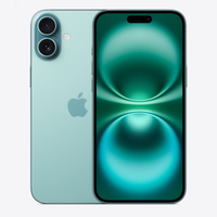 iPhone 16 Plus 5G in teal with dual rear cameras and front display