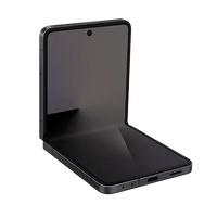 Jet Black foldable smartphone, open side view with front display visible
