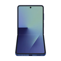 Light blue foldable smartphone, front screen and closed hinge area visible