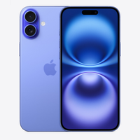 iPhone 16 Plus 5G, blue back with dual rear cameras, front display with blue wave