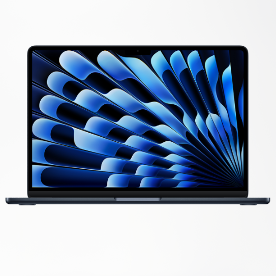 13-inch MacBook Air in Sky Blue, screen-on front view