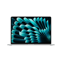 MacBook Air 13-inch laptop with teal-blue abstract display, front view