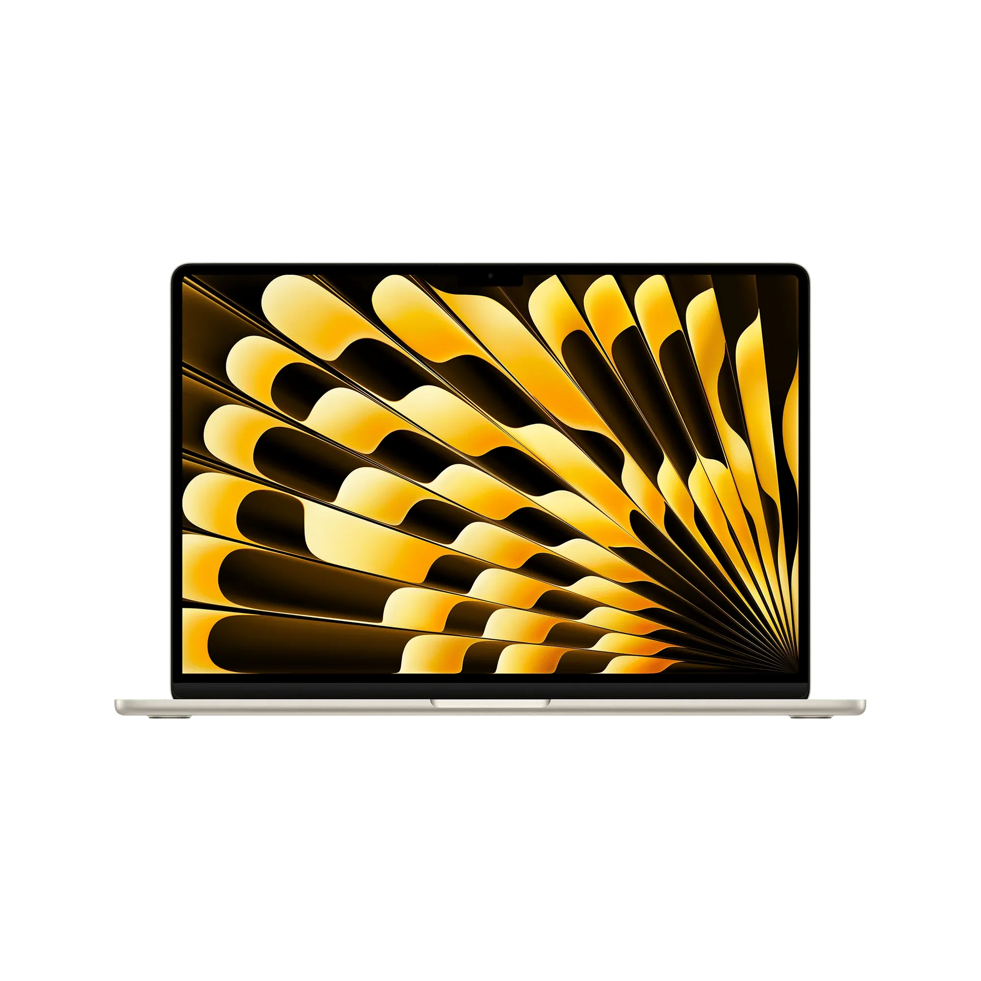 MacBook Air 13-inch laptop with yellow abstract display, front view