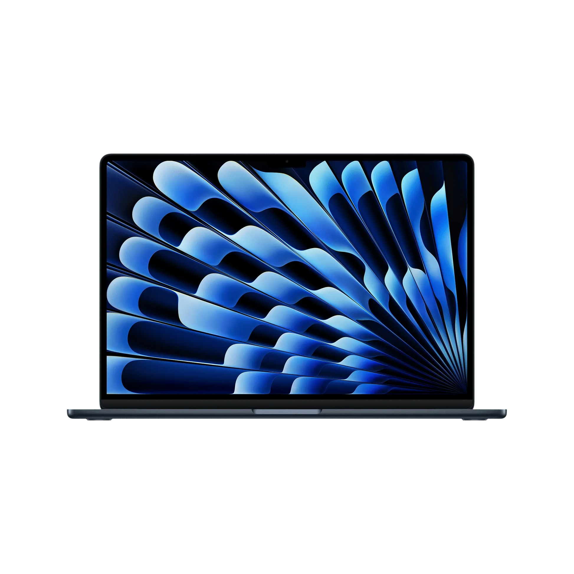 MacBook Air 13-inch laptop with blue abstract display, front view