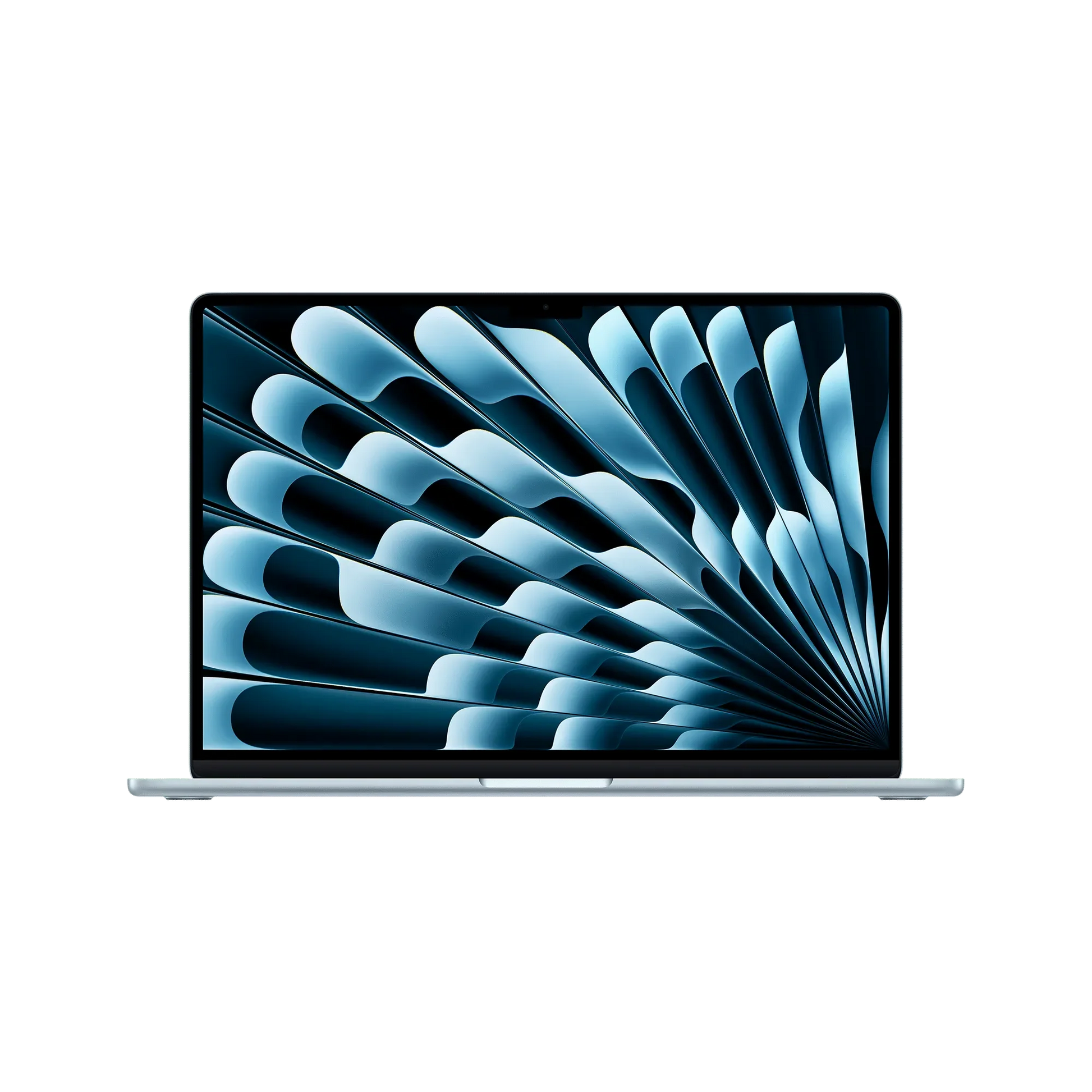 MacBook Air 13-inch laptop with blue abstract display, front view