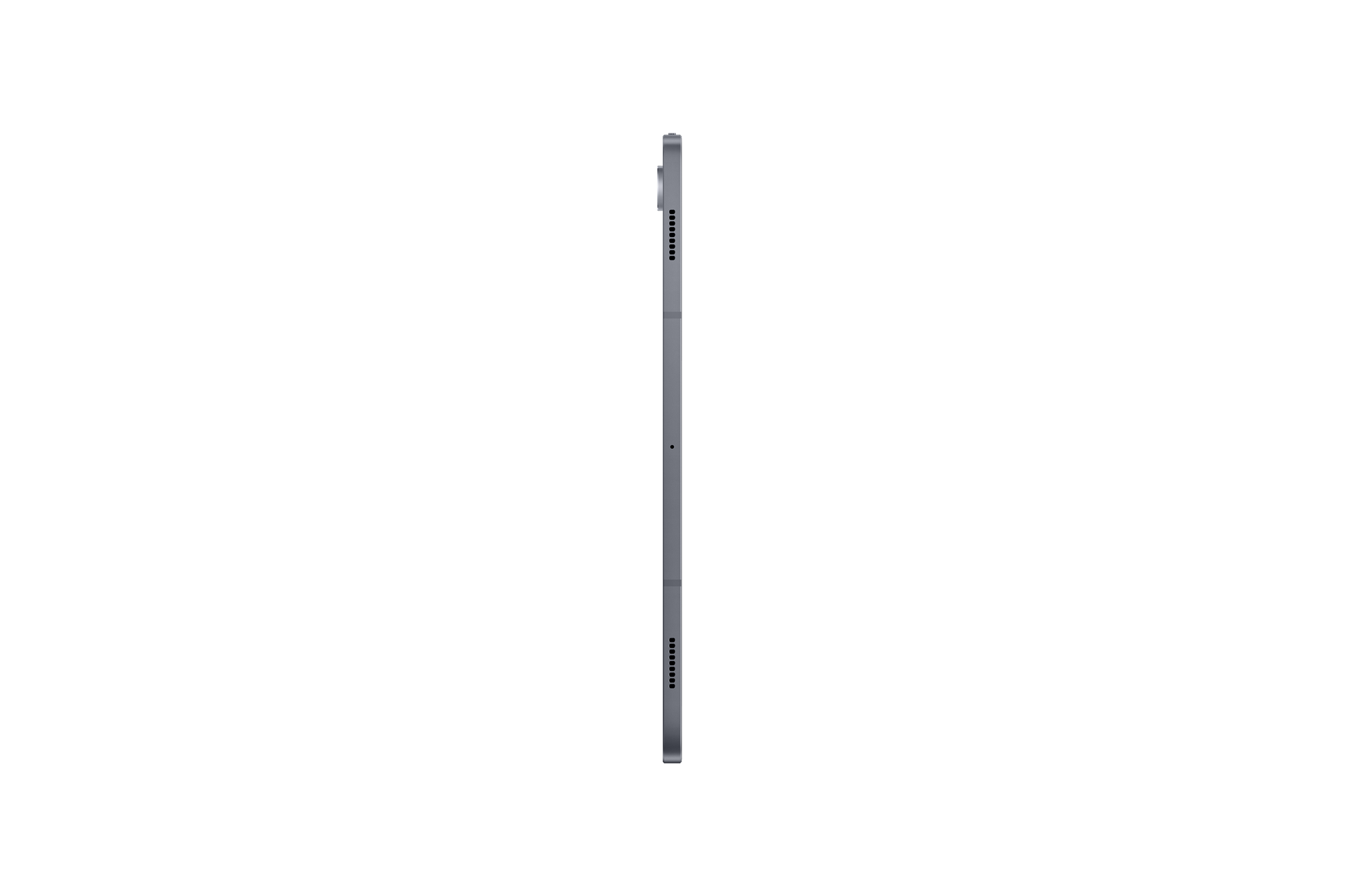 Galaxy Tab S10+ 5G side profile, Moonstone Grey edge with buttons