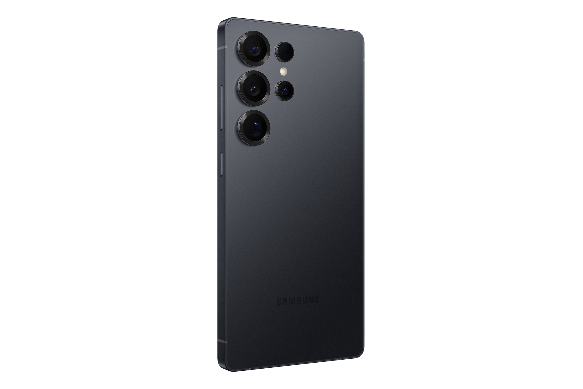 Graphite gray Galaxy S25 Ultra back with quad camera module and side button strip