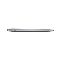 MacBook Air side profile with ports visible along the gray aluminum edge