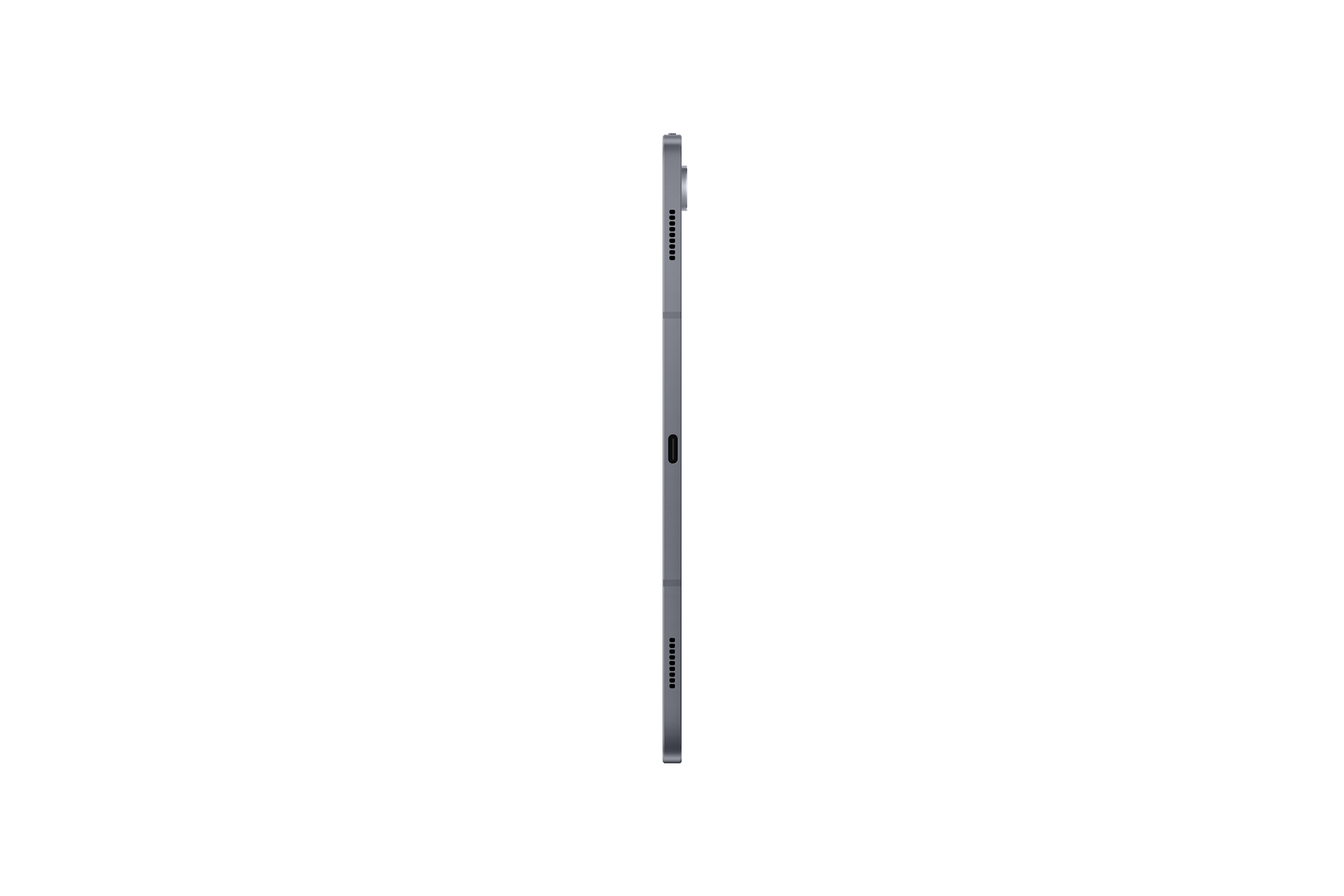 Galaxy Tab S10+ 5G side profile, Moonstone Grey port area