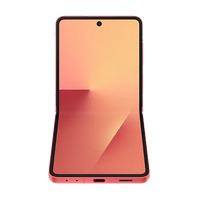 Coral pink foldable smartphone with dual rear cameras