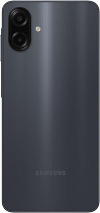 Galaxy A07 back view, dark gray/black body with dual camera bump