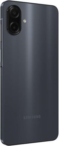 Galaxy A07 back view, black smartphone with dual camera module