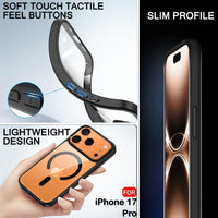 Slim black TPU case with soft-touch buttons and clear back; lightweight fit