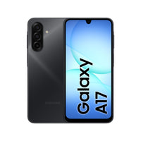 Black Galaxy A17 LTE smartphone, front and back with triple rear camera