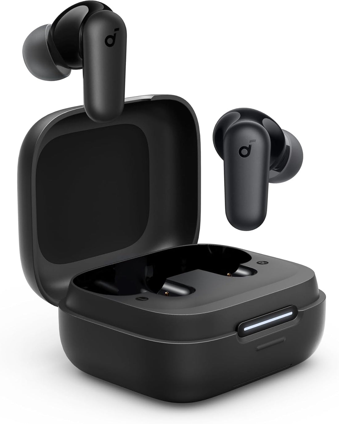 Soundcore true wireless earbuds set with black charging case and earbuds