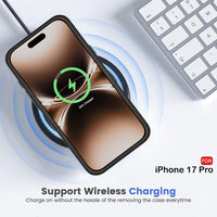 Clear back phone case with black edges showing wireless charging area; slim bumper