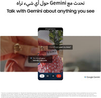 Galaxy A17 LTE smartphone showing chat interface with Gemini on screen