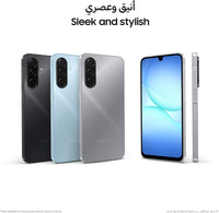 Galaxy A17 LTE in black, light blue, and gray with front and side views