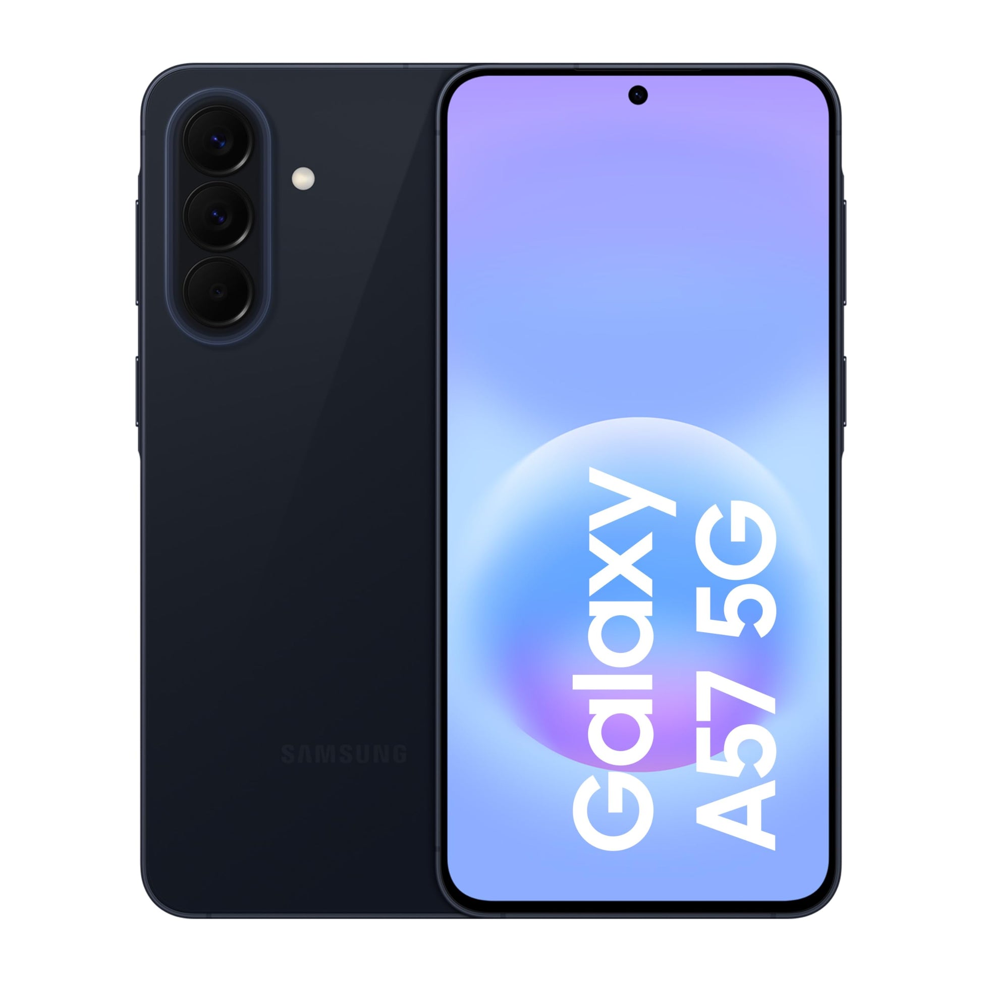 Android smartphone with dual rear cameras and dark blue back