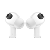 White earbuds with L/R labels and black speaker grilles