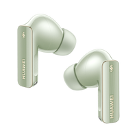 Green wireless earbuds with charging case, glossy earbuds and silicone eartips