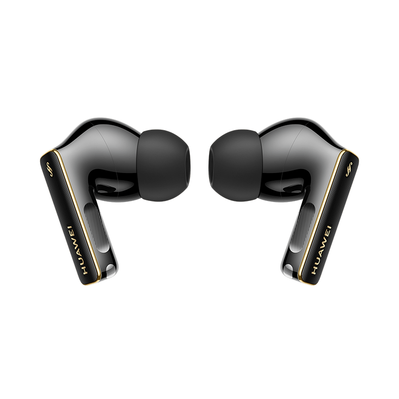 Black wireless earbuds pair with charging case pieces, in-ear silicone tips