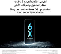 Galaxy A17 LTE smartphone with '6x OS upgrades' on-screen graphic