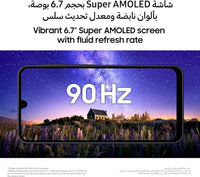 Galaxy A17 LTE front view with vibrant 6.7-inch Super AMOLED screen, 90 Hz