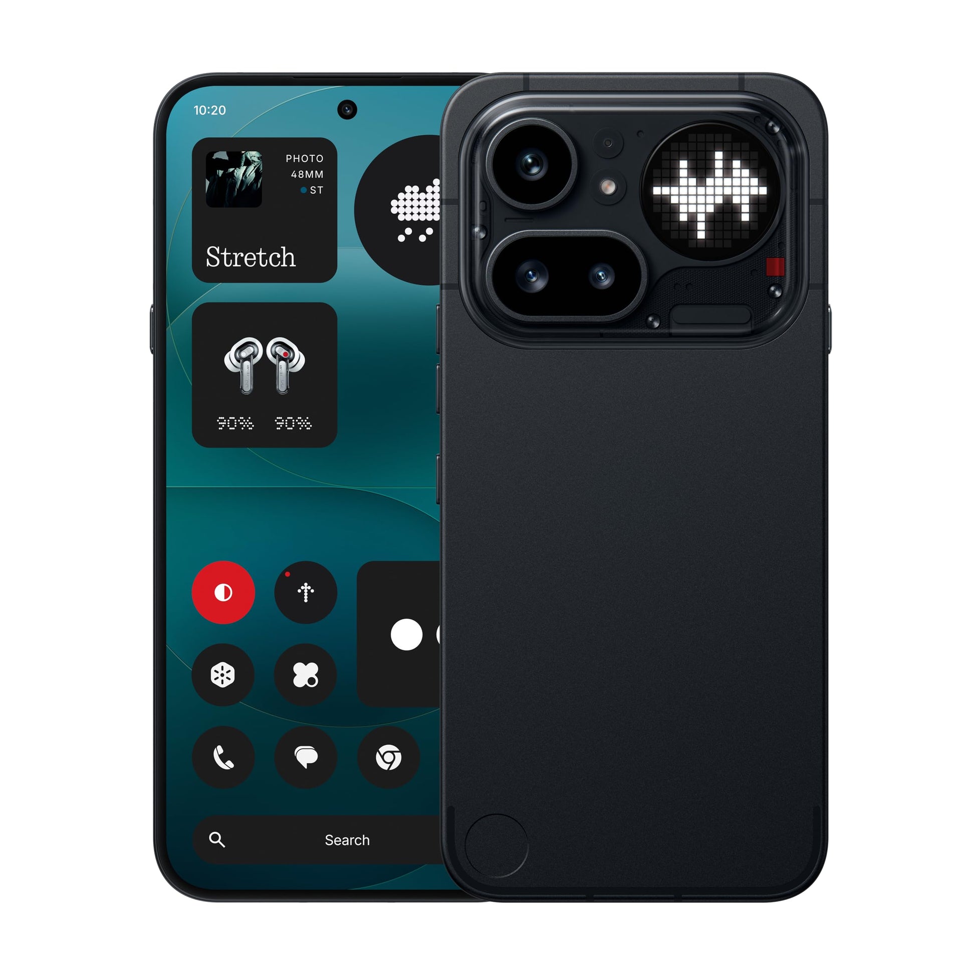 Nothing Phone (4a) Pro 5G black, front display and back camera ring with flash visible