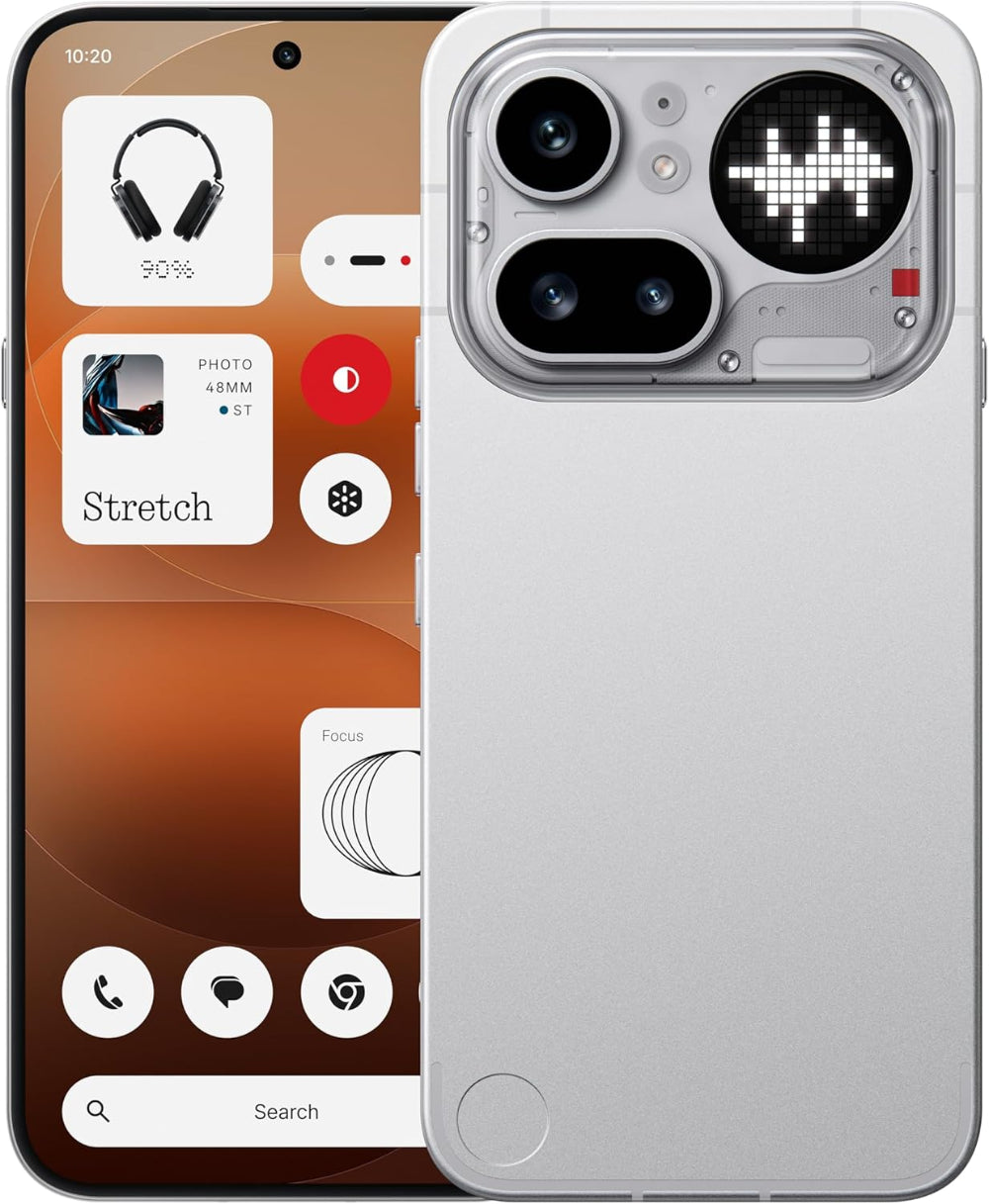 Nothing Phone 4a Pro 5G shows front home screen and back with Glyph light