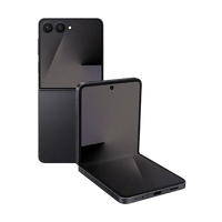 Jet Black foldable smartphone, rear and open front display visible