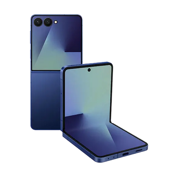 Blue Shadow foldable smartphone, rear and open front display visible
