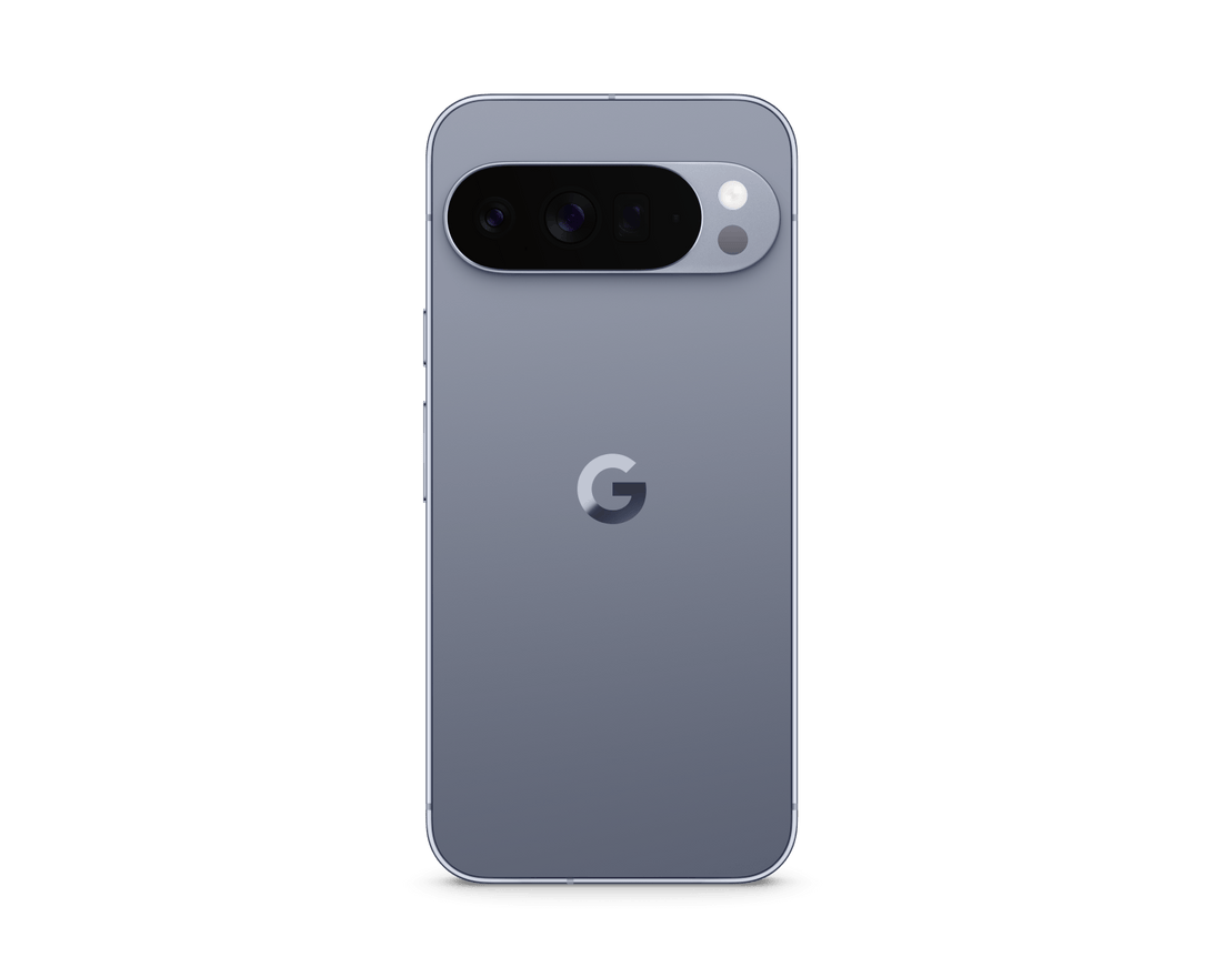 Gray smartphone back with dual camera bar and G logo.