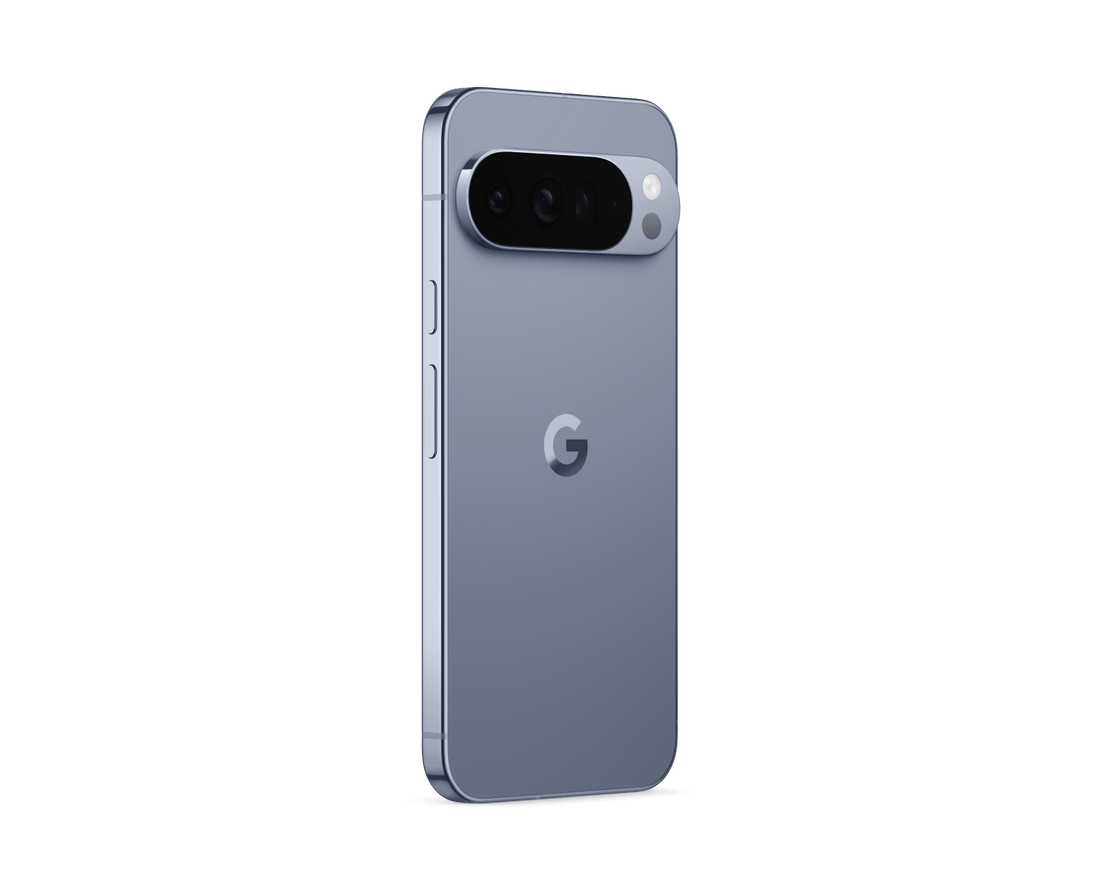 Gray smartphone back angled with camera bar and side buttons.