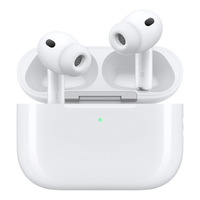 White wireless noise-cancelling earbuds in charging case