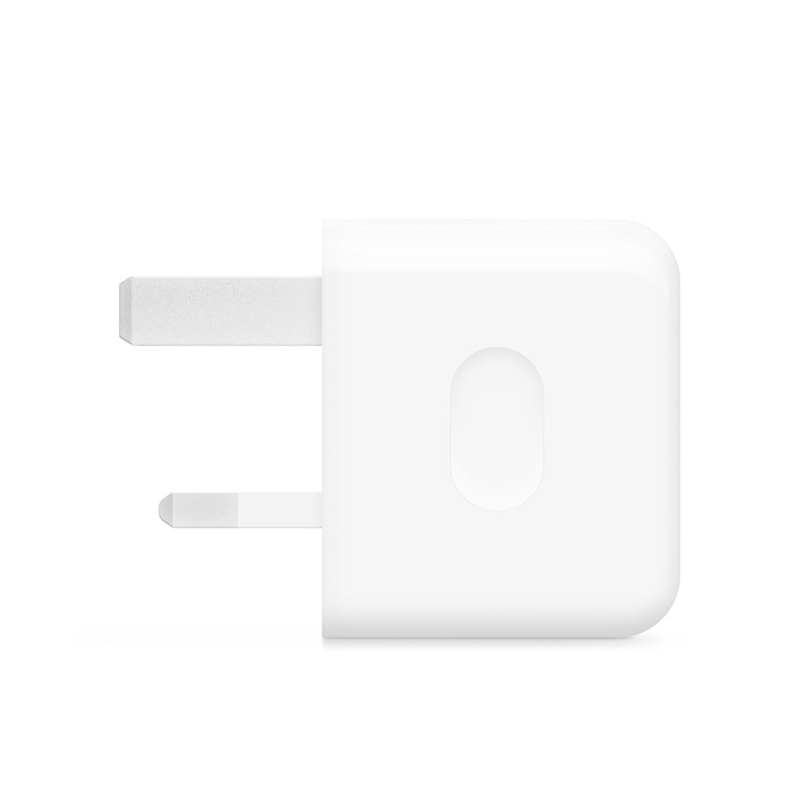 White power adapter side view with two flat prongs extended