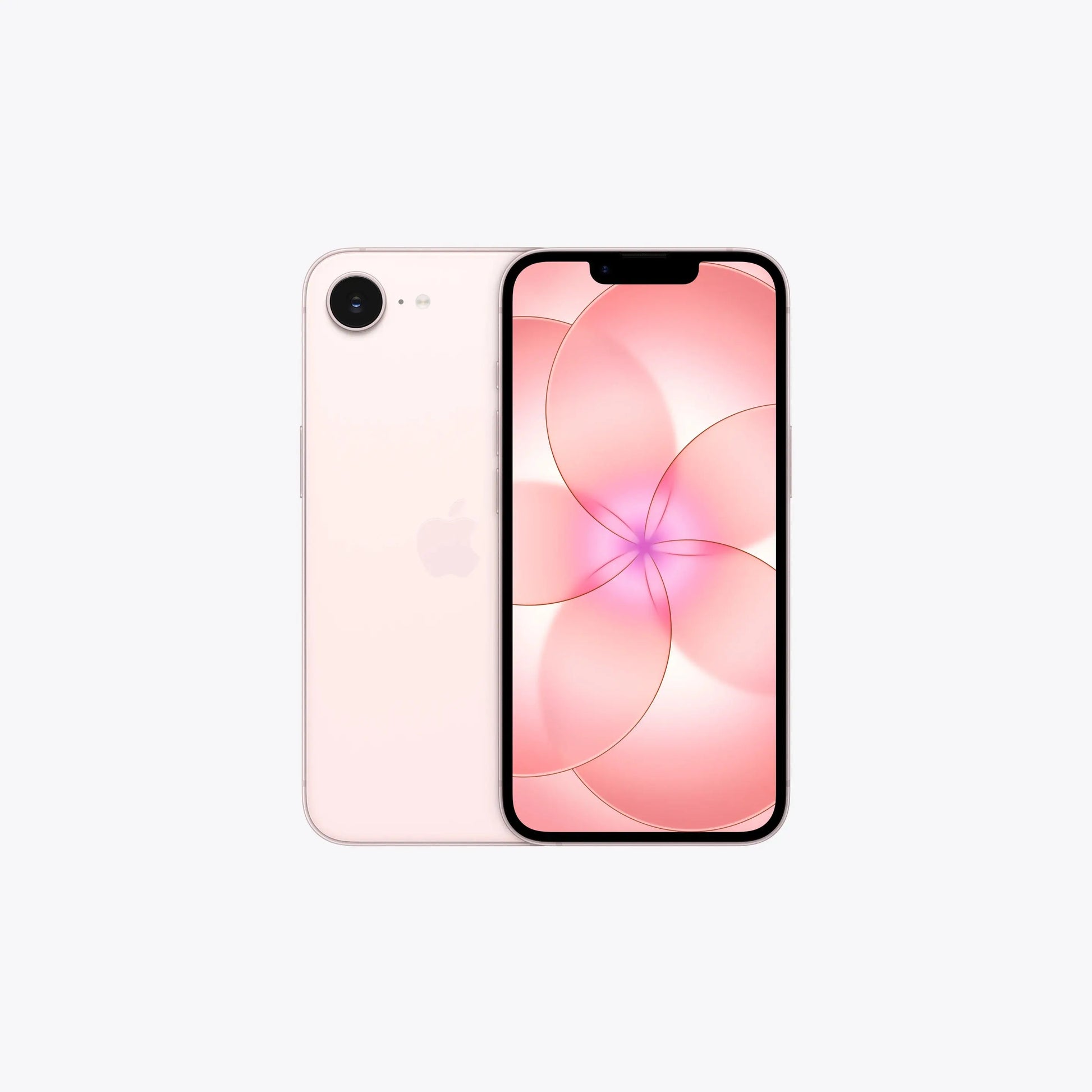 Apple iPhone 17e 5G smartphone in soft pink, showing back and front display