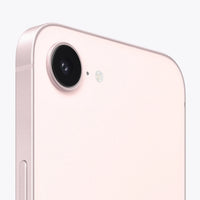 Apple iPhone 17e 5G smartphone in soft pink, close-up of rear camera