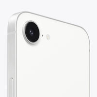 Apple iPhone 17e 5G smartphone in white, close-up of rear camera