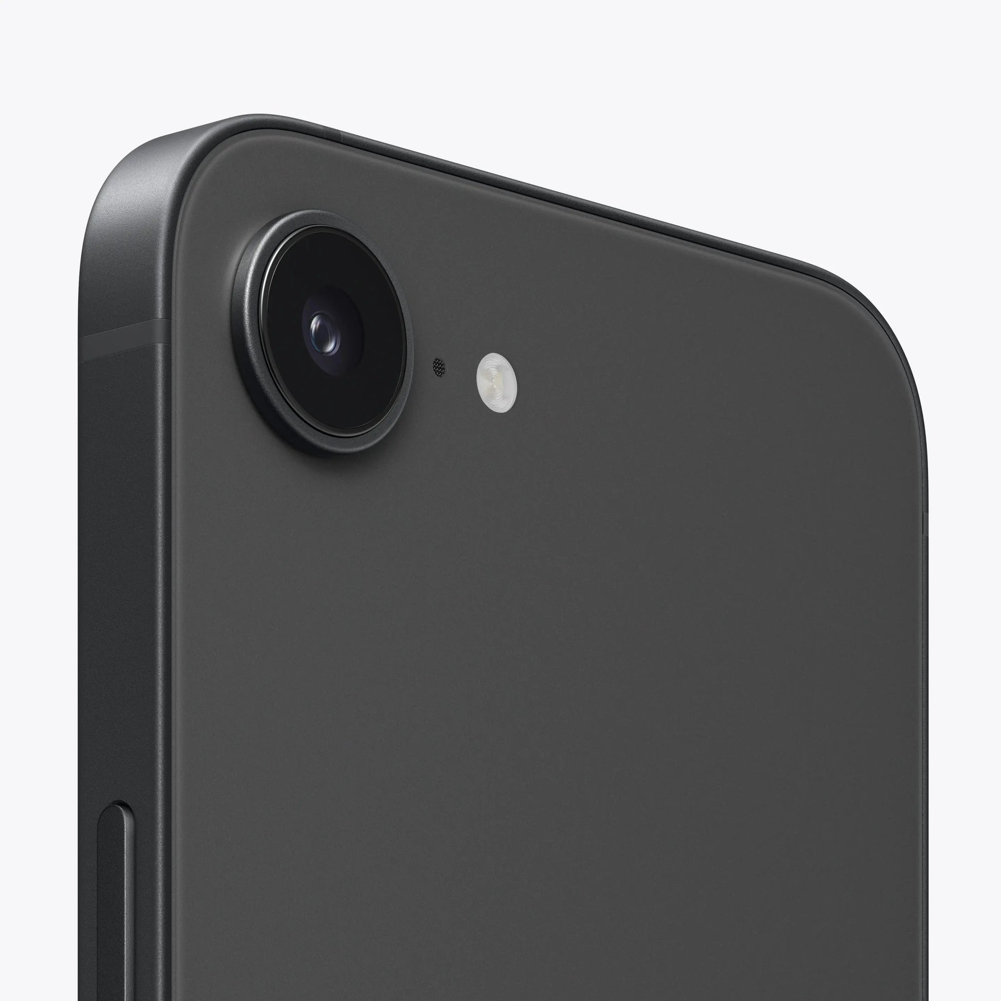 Apple iPhone 17e 5G smartphone in black, close-up of rear camera