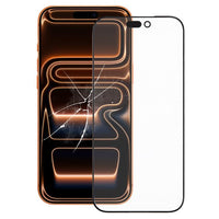 iPhone 17 Pro Max screen glass replacement, front panel with camera and earpiece cutouts