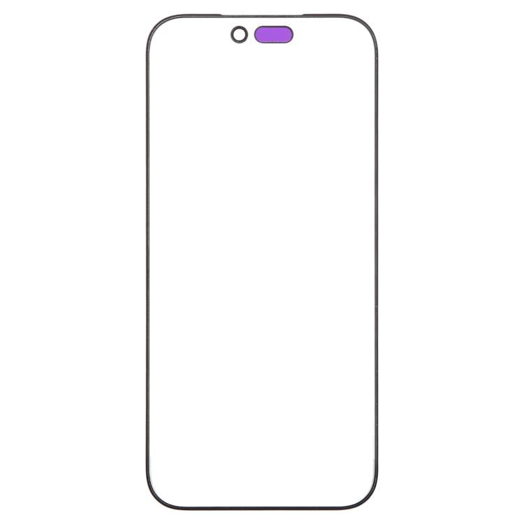 iPhone 17 Pro Max screen glass replacement, front glass with camera cutout and purple sensor bar