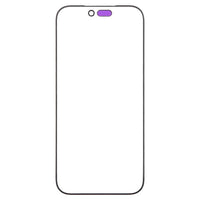 iPhone 17 Pro Max screen glass replacement, front glass with camera cutout and purple sensor bar