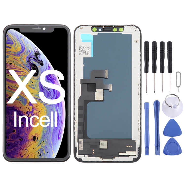 iPhone XS Incell screen replacement kit with tools and open display assembly
