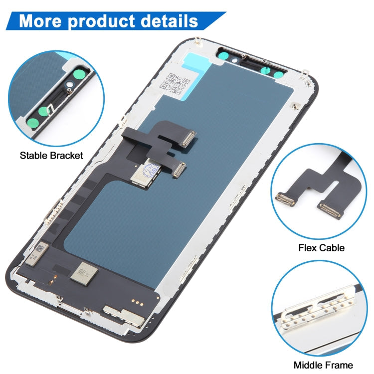 iPhone XS Incell screen replacement showing flex cables and middle frame details
