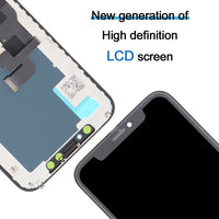 iPhone XS Incell screen replacement close-up with LCD front and connector edge