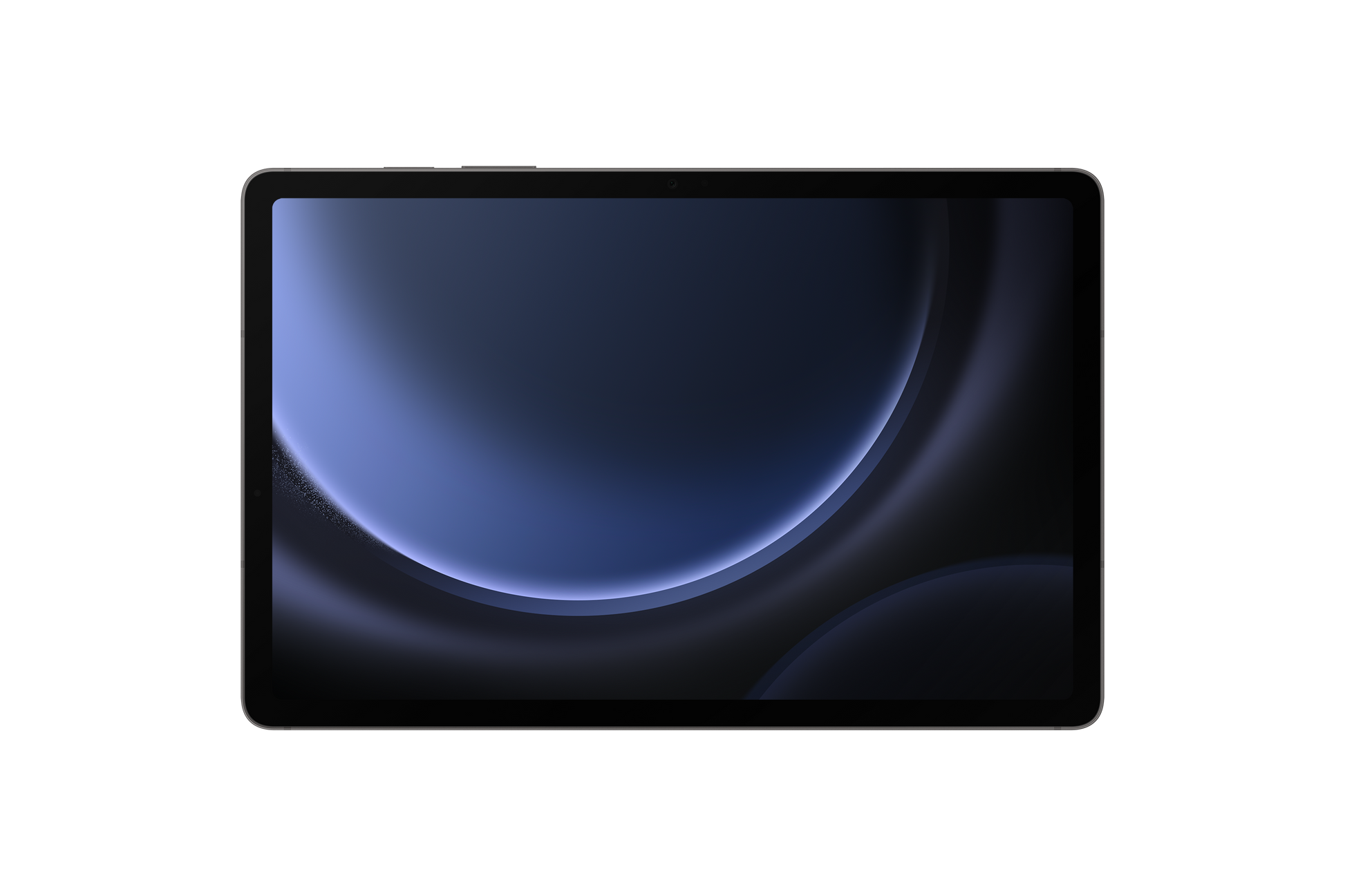 Samsung Galaxy Tab S9 FE tablet front with dark screen and thin bezel