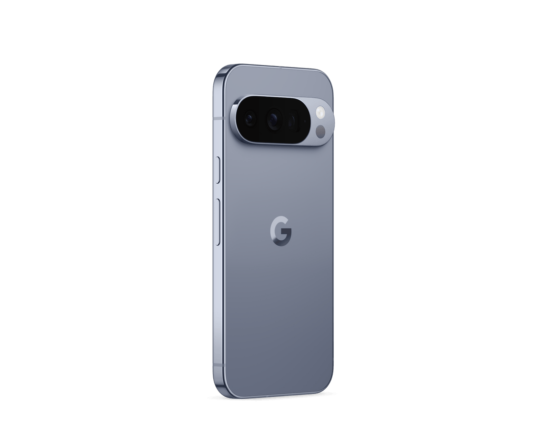 Google Pixel 10 Pro smartphone back view in gray with side buttons visible
