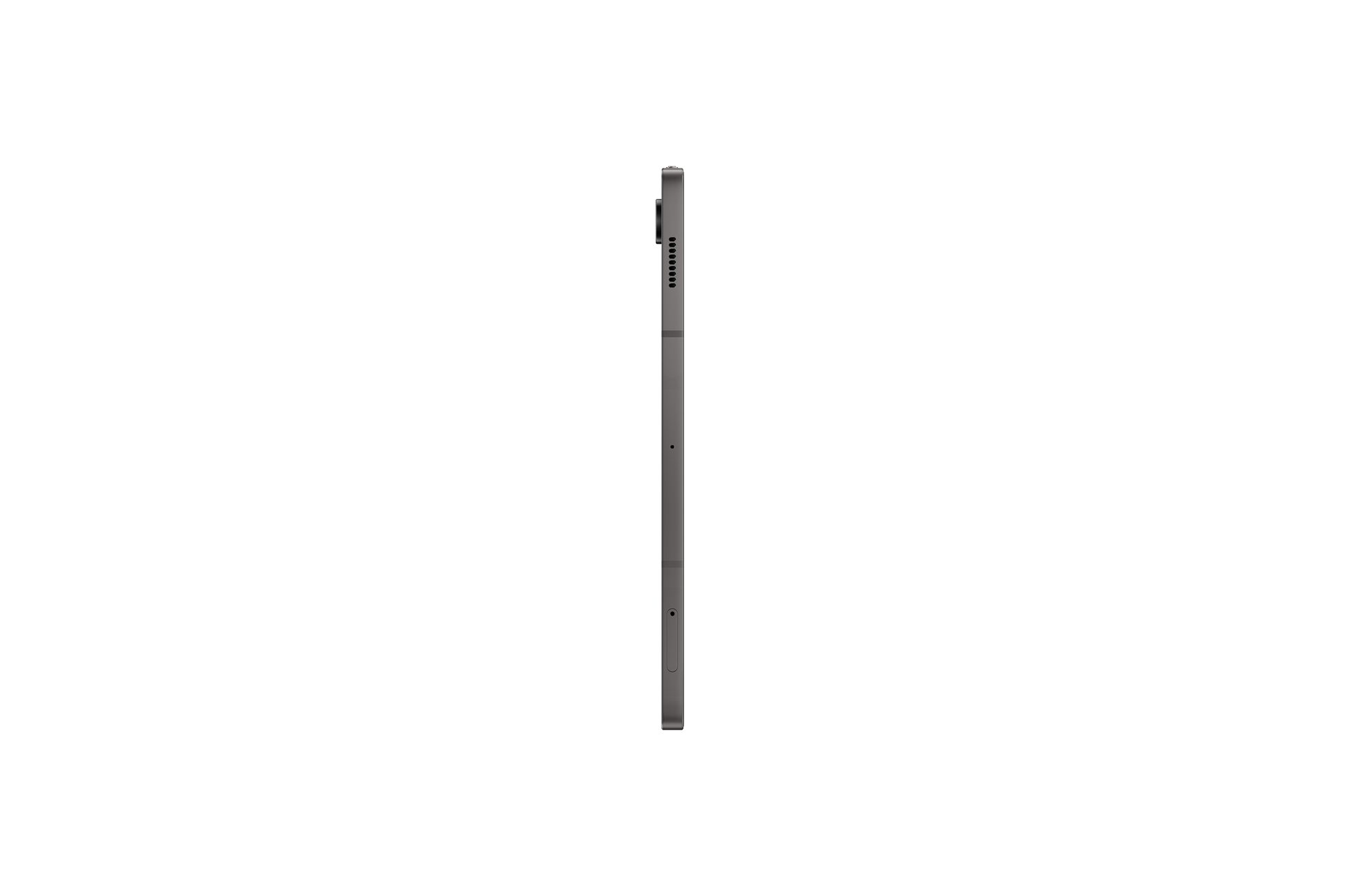 Tab S9 FE side view, slim profile with buttons along the edge